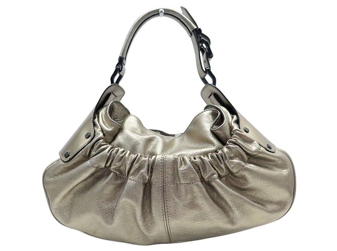 BORSA A MANO BURBERRY WARRIOR DRAWSTRING HOBO IN PELLE GOLDEN AND BAG D'oro - vista 2