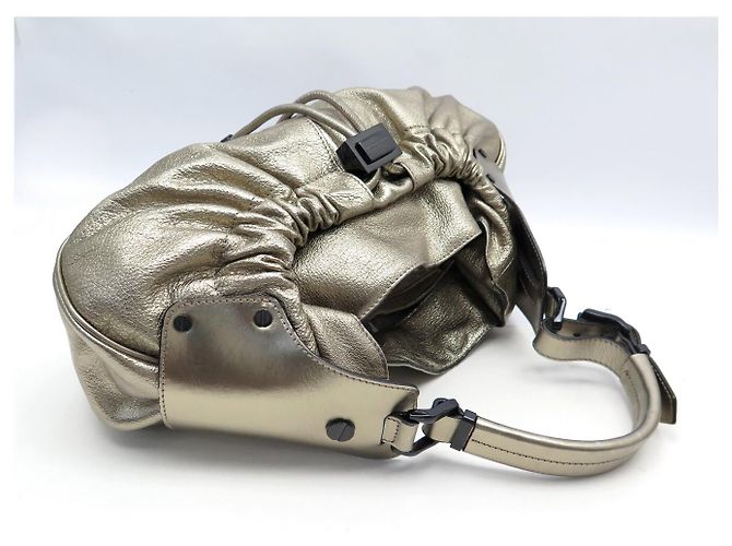BORSA A MANO BURBERRY WARRIOR DRAWSTRING HOBO IN PELLE GOLDEN AND BAG D'oro - vista 4