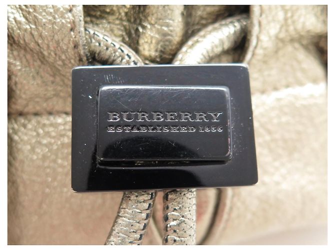 BORSA A MANO BURBERRY WARRIOR DRAWSTRING HOBO IN PELLE GOLDEN AND BAG D'oro - vista 6