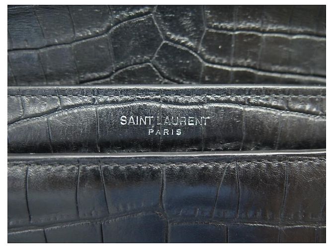 BORSA A MANO SAINT LAURENT SUNSET 442906 PELLE NERA EFFETTO COCCO TRACOLLA Nero - vista 10