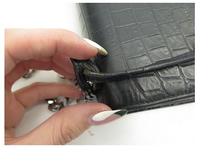 BORSA A MANO SAINT LAURENT SUNSET 442906 PELLE NERA EFFETTO COCCO TRACOLLA Nero - vista 17