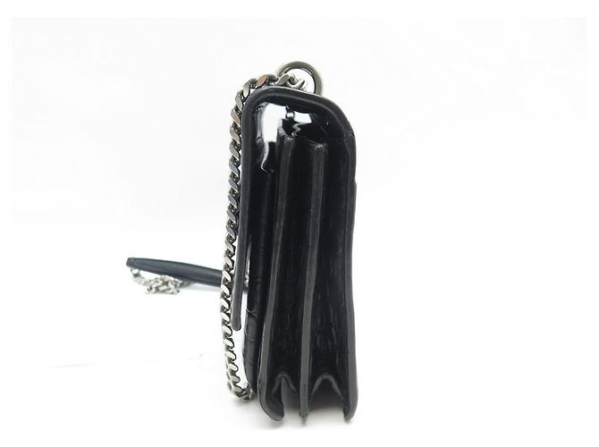 BORSA A MANO SAINT LAURENT SUNSET 442906 PELLE NERA EFFETTO COCCO TRACOLLA Nero - vista 3