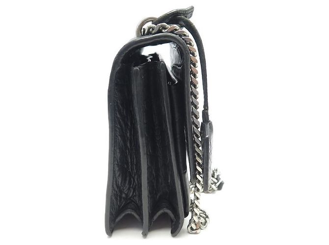 BORSA A MANO SAINT LAURENT SUNSET 442906 PELLE NERA EFFETTO COCCO TRACOLLA Nero - vista 4