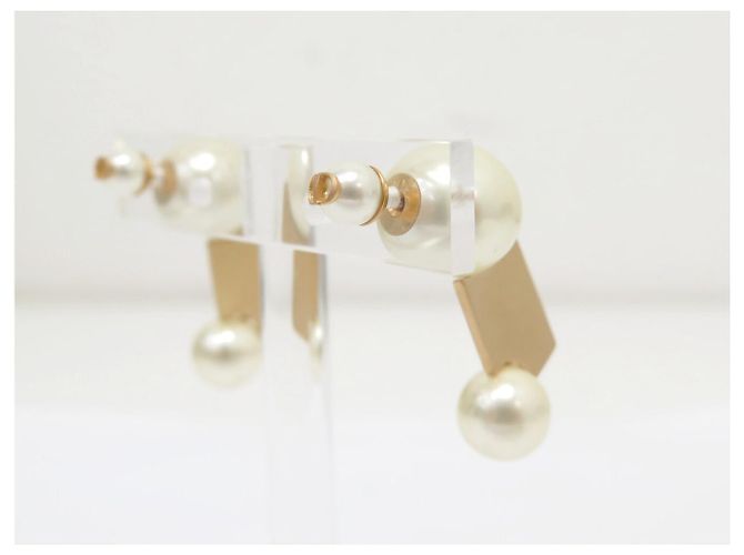 NUOVI ORECCHINI DIOR TRIBALES LOGO CD PERLE IN METALLO DORATO D'oro - vista 3