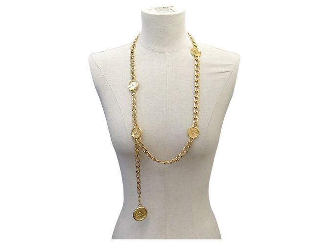 VINTAGE GÜRTEL COLLIER CHANEL SAUTOIR MEDAILLON KETTE NECKLACE BELT Golden - Ansicht 9