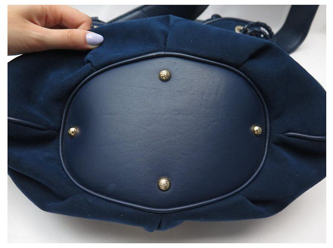 LANCEL BRIGITTE BARDOT BB HANDBAG A04801 ALCANTARA BLUE SHOULDER BAG - view 18