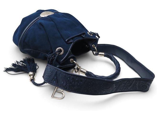 LANCEL BRIGITTE BARDOT BB HANDBAG A04801 ALCANTARA BLUE SHOULDER BAG - view 4