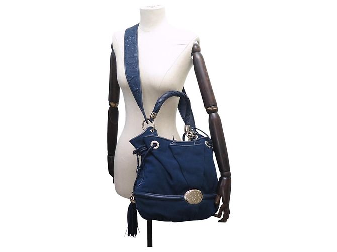 LANCEL BRIGITTE BARDOT BB HANDBAG A04801 ALCANTARA BLUE SHOULDER BAG - view 5