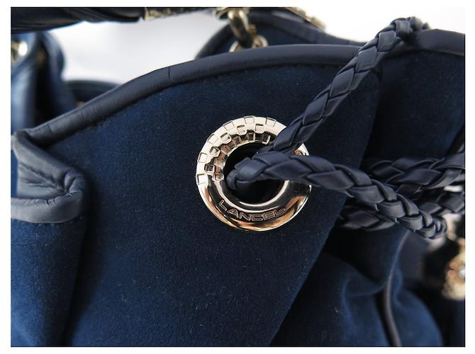 LANCEL BRIGITTE BARDOT BB HANDBAG A04801 ALCANTARA BLUE SHOULDER BAG - view 7