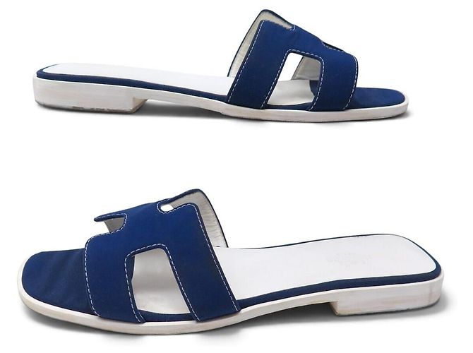Hermès SCARPE SANDALI HERMES ORAN MULES H021056Z 39.5 BLU NAVY - vista 3