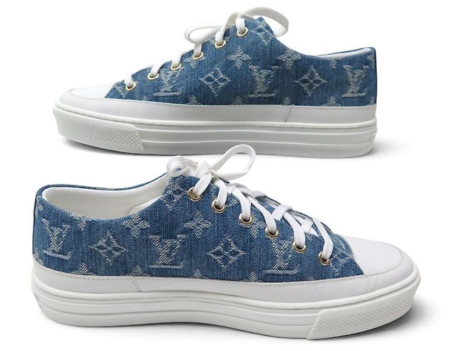 NEUE LOUIS VUITTON STELLAR 1A4WTV MONOGRAM DENIM CANVAS 39 SNEAKERS Blau - Ansicht 2