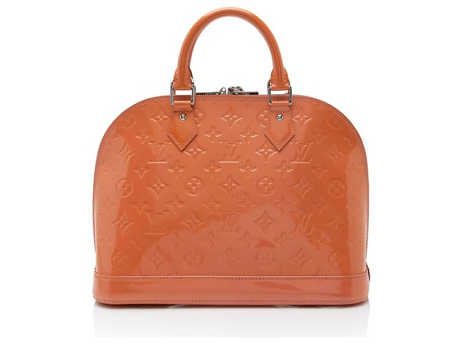 Borsa Satchel Louis Vuitton Monogram Vernis Alma PM Arancione - vista 3