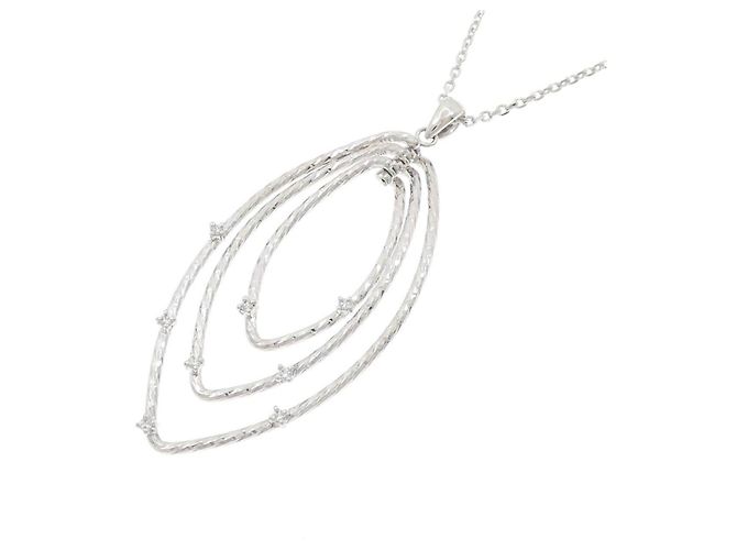 Autre Marque Collana in Pt850 con diamanti Argento - vista 3