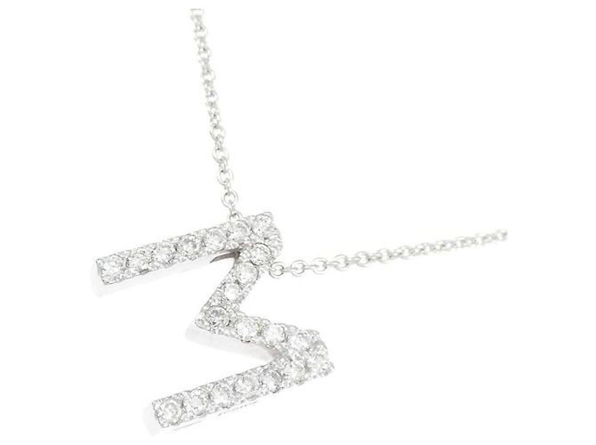 Autre Marque Au750 Diamant-Anfangsbuchstaben M Halskette Silber - Ansicht 3