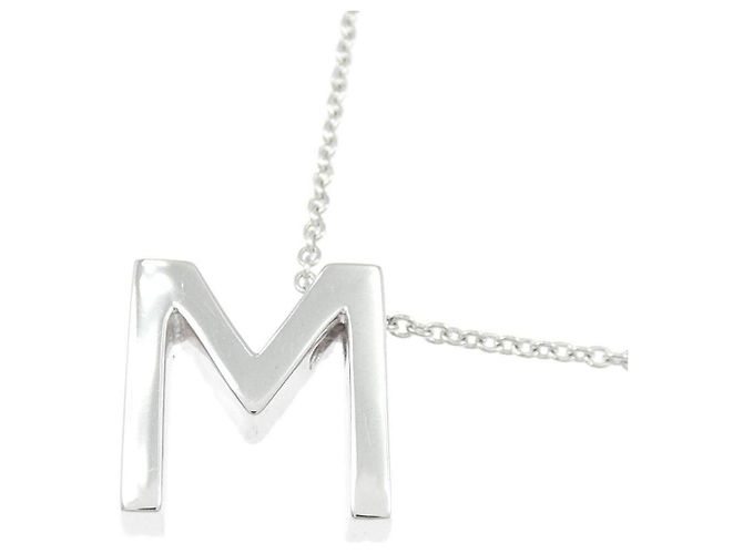 Autre Marque Au750 Diamant-Anfangsbuchstaben M Halskette Silber - Ansicht 4