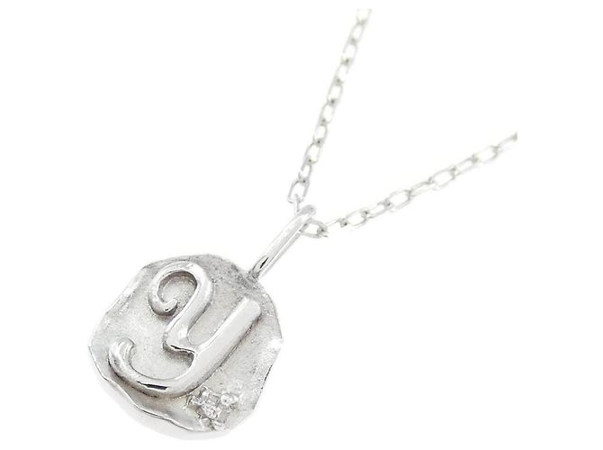 Autre Marque K10 Weißgold Initial Y Diamant-Halskette Silber - Ansicht 3