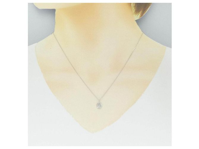 Autre Marque K10 Weißgold Initial Y Diamant-Halskette Silber - Ansicht 6