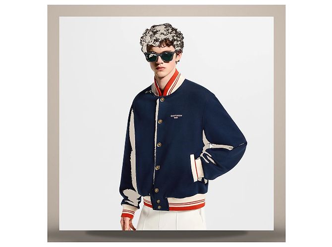Louis Vuitton Elegante Varsity Jacke Regular Fit Blau - Ansicht 3