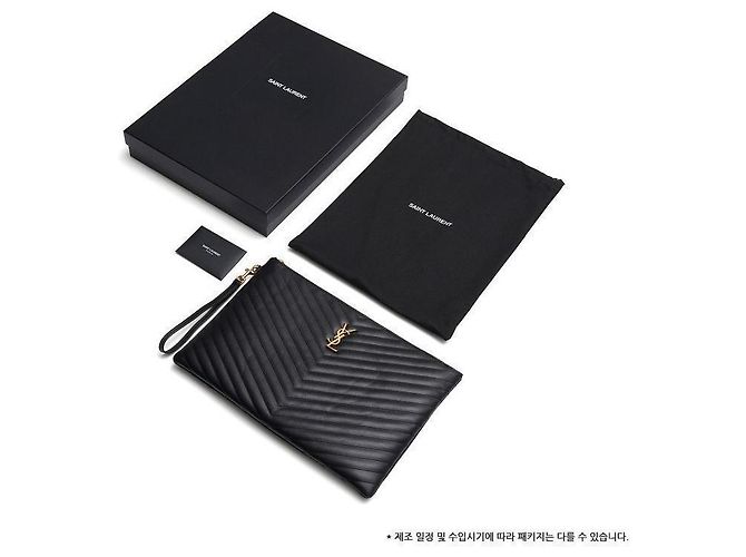Saint Laurent Clutch Matelassé Monogram Gold Large Nera Nero - vista 11