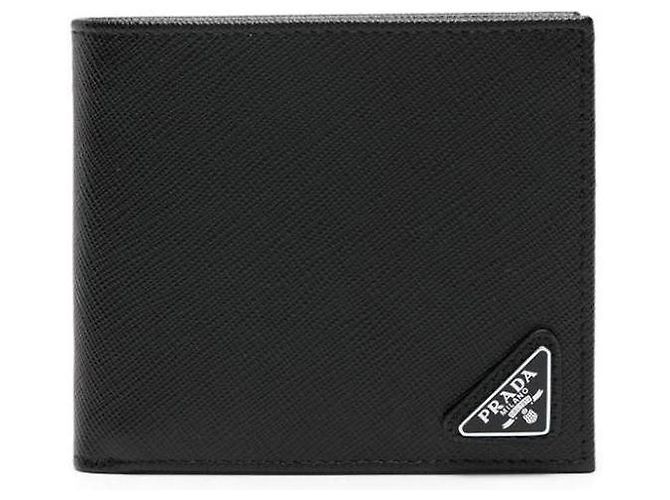 Prada Saffiano Triangle Logo Wallet Black - view 5