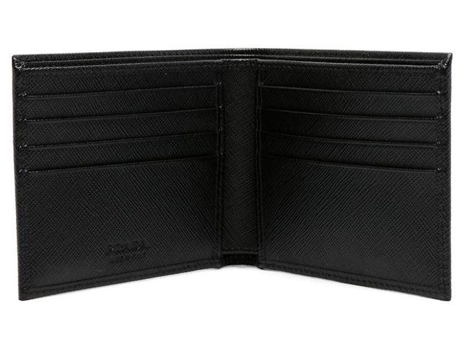 Prada Saffiano Triangle Logo Wallet Black - view 8