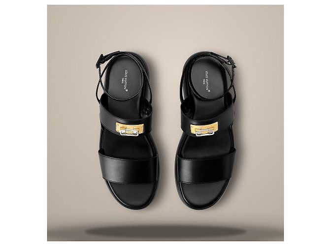 Louis Vuitton Sandalo platform Swing Lock Black Nero - vista 4
