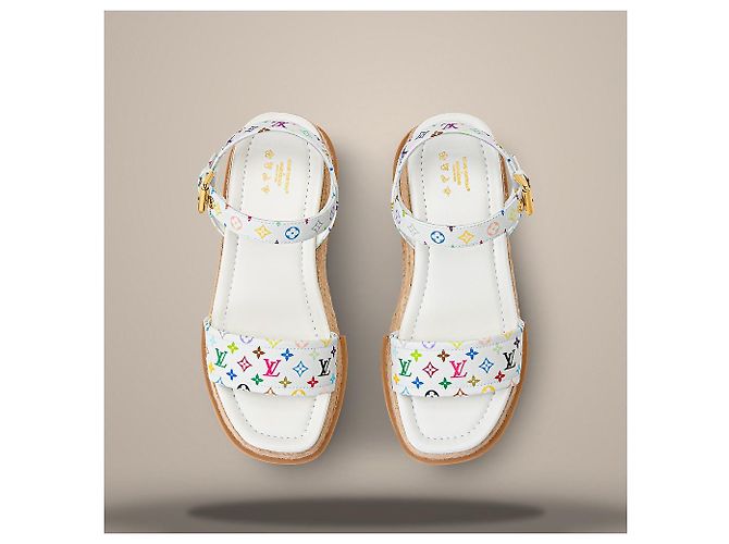 Louis Vuitton Sandalo platform Maya White Bianco - vista 4