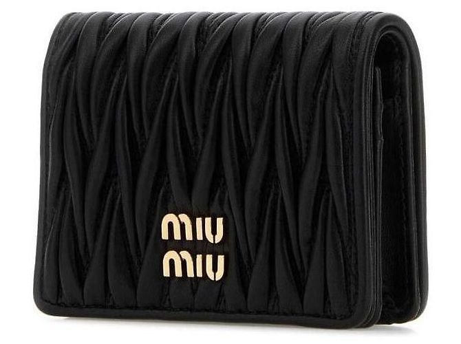 Miu Miu Cartera Pequeña de Piel Napa Acolchada Negra AFPP Negro - vista 4