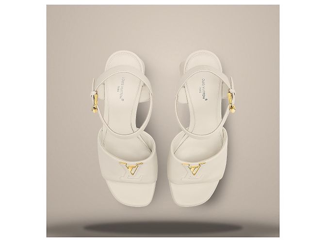 Louis Vuitton Sandalo platform Mare Ecru White Bianco - vista 4