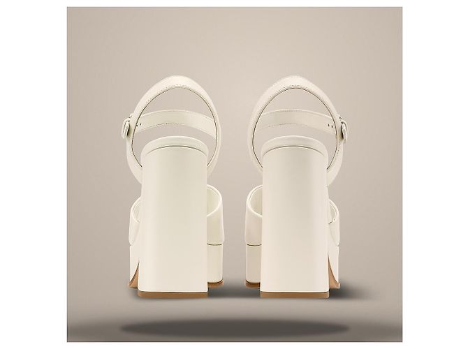 Louis Vuitton Sandalo platform Mare Ecru White Bianco - vista 5