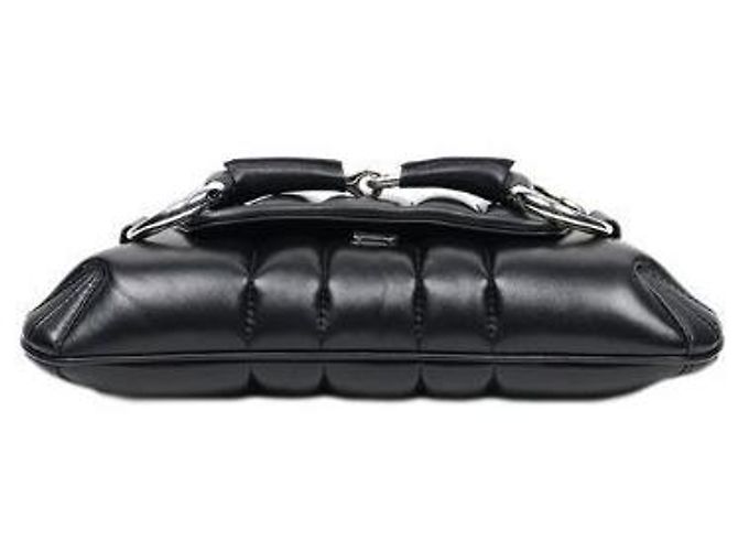 Gucci Schultertasche aus schwarzem Leder mit Pferdebit - Ansicht 4