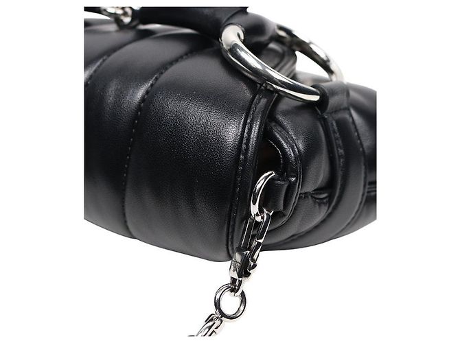 Gucci Schultertasche aus schwarzem Leder mit Pferdebit - Ansicht 7