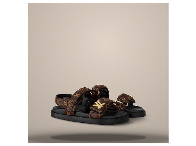 Louis Vuitton Sandali Sunset Flat Comfort Cocoa Brown Marrone - vista 2