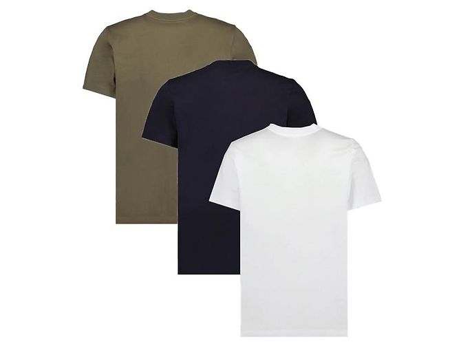 Moncler Baumwoll-T-Shirt mit Logo-Patch Blau Weiß - Ansicht 3