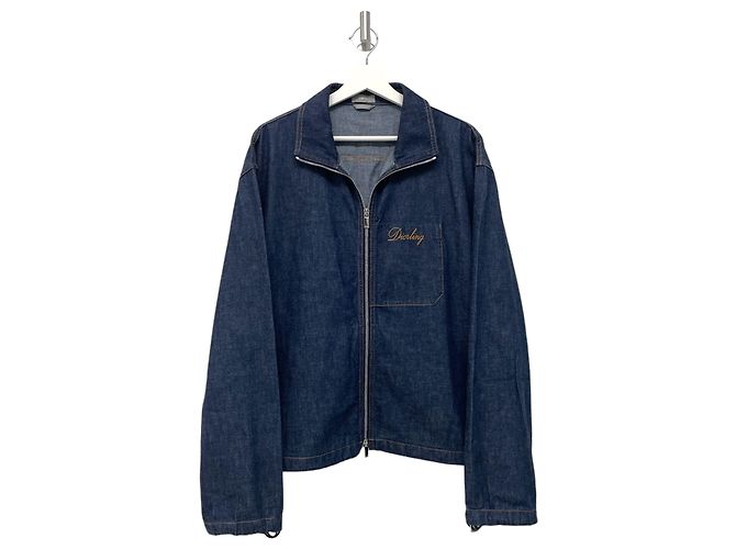 Dior Ring Embroidered Denim Bomber Jacket Blue - view 2