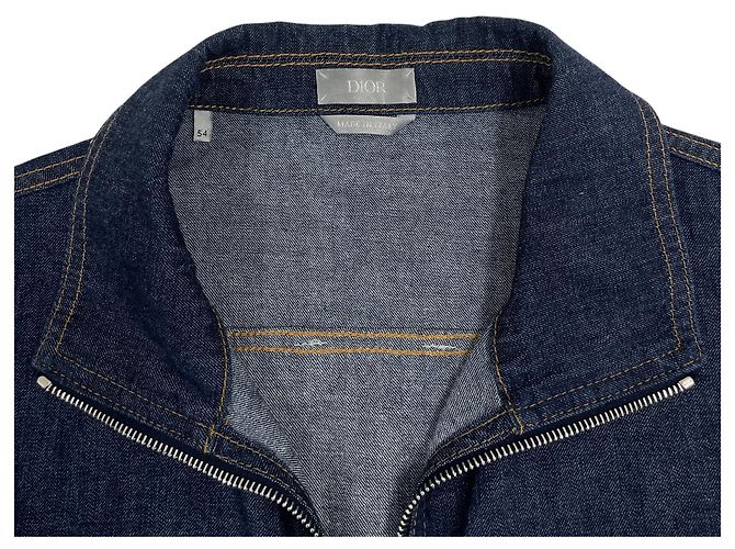 Dior Ring Embroidered Denim Bomber Jacket Blue - view 6