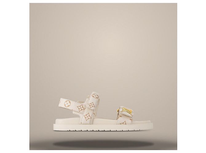 Louis Vuitton Sandali bassi comfort Sunset Dune Beige Marrone - vista 3