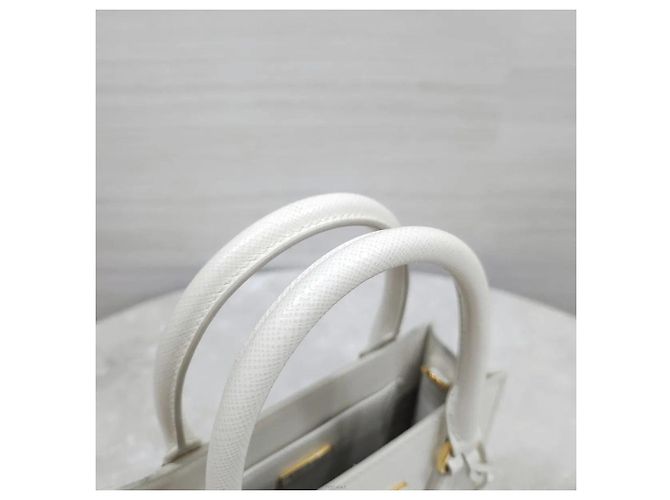 Prada Mini bolso tote bandolera en piel Saffiano blanca Blanco - vista 5