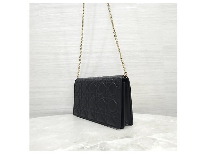 Dior Bolsa de corrente Lady Pouch em pele de cordeiro preta - vista 2
