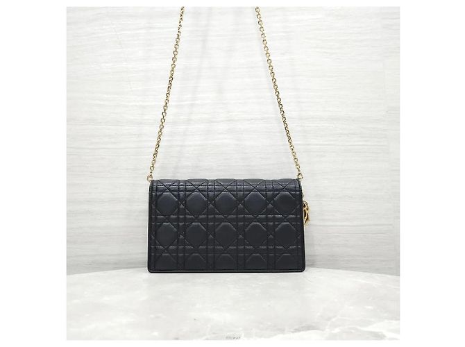 Dior Bolsa de corrente Lady Pouch em pele de cordeiro preta - vista 3