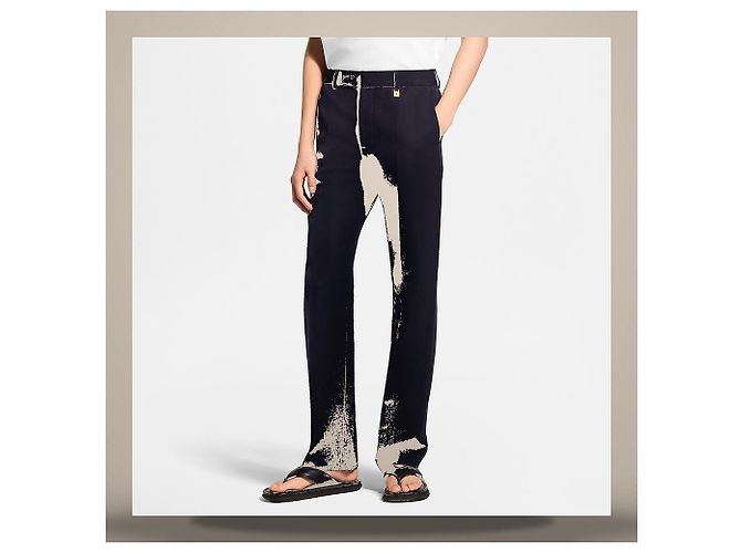 Louis Vuitton Wool Linen Cigarette Pants Blue - view 3