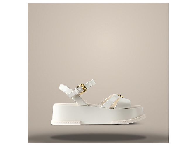 Louis Vuitton Sandalo platform Maya Ecru White Bianco - vista 3