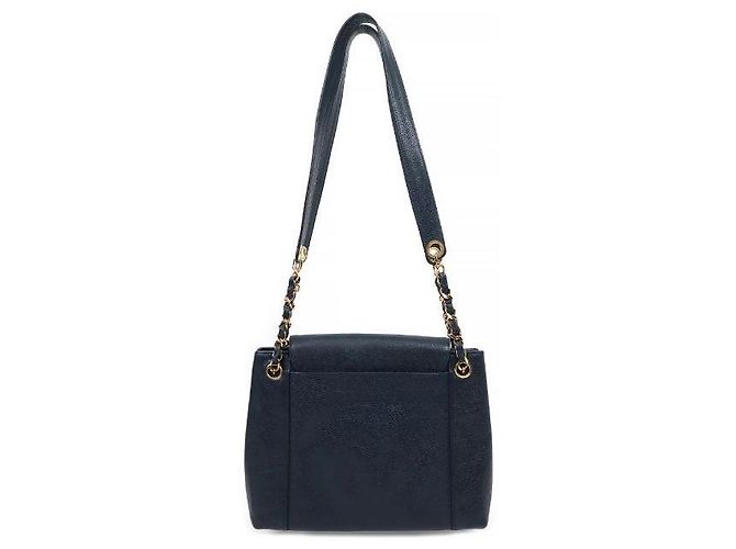 Chanel Borsa a tracolla con patta in pelle caviar blu navy - vista 3