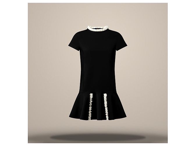 Louis Vuitton Vestido con Volantes en Contraste Negro - vista 2