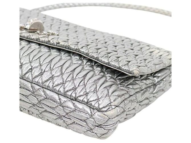 Miu Miu Bolso de hombro matelassé de cristal plateado - vista 7