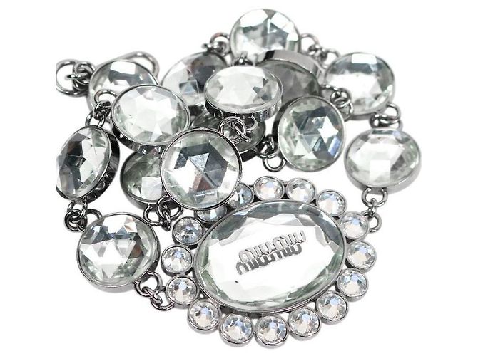 Miu Miu Bolso de hombro matelassé de cristal plateado - vista 9