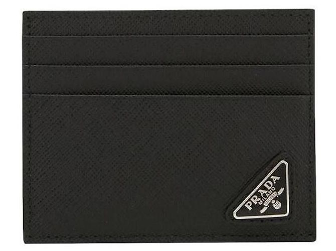 Prada Saffiano Card Holder Black Leather - view 2