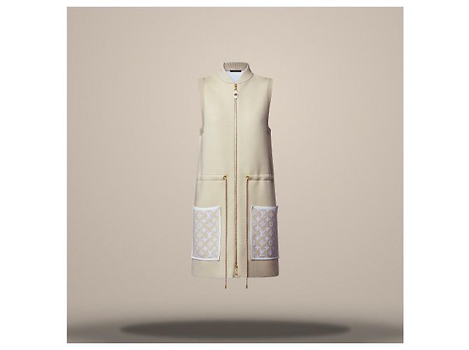 Louis Vuitton Kleid mit Reißverschluss und Monogram-Akzent Cream Weiß - Ansicht 2