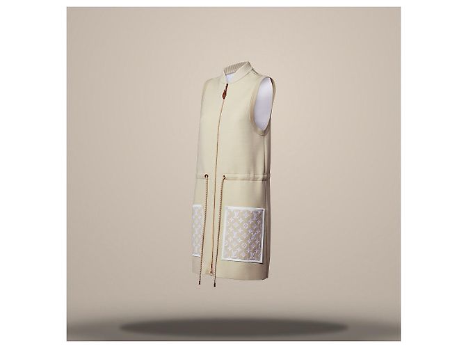 Louis Vuitton Kleid mit Reißverschluss und Monogram-Akzent Cream Weiß - Ansicht 3