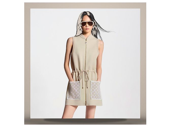 Louis Vuitton Kleid mit Reißverschluss und Monogram-Akzent Cream Weiß - Ansicht 5